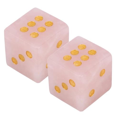 Gosknor 2 stk. krystal Mahjong terningesæt, 16 mm lyse lyserøde ædelsten D6 terninger Light Pink