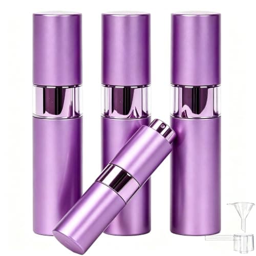 4-pack 8 ml påfyllningsbara parfymatomizers med glasflaska, aluminiumskal Purple