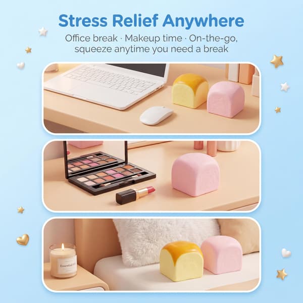 MHM Squishy 2-pack, Hawaiian Rolls Bröd Squishy Leksaker, Dumpling Stressbollar, Tysta Långsamt Stigande Mat Squishies, Sensorisk Fidget Klämleksak för