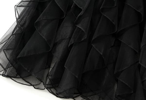 Dame Tylskørter Uregelmæssig Lang Sommer Elastisk Højtaljet Mesh Nederdele, Sort Black