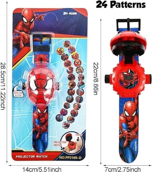 Barnklocka, Spiderman 24 Superhjältefigurer Projektorklocka, Patrick Patrick