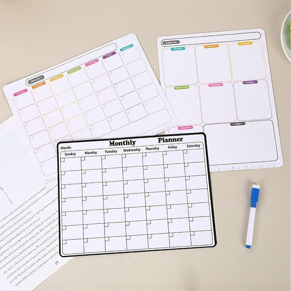 Magnetisk Whiteboard til Køleskab Genanvendelig Månedskalender & Ugeplanlægger Black Board Style Notesblok Køkken Opslagstavle, Størrelse E E