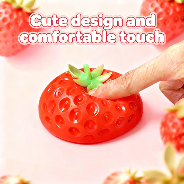 Jordgubbs-Squishy, 2-pack Stresslindrande Fidget Sensorisk Fruktklämleksak 2 Pcs Strawberries