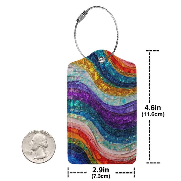 2-pak PU-læder bagagemærker til kufferter - Abstrakt Agat Mønster Abstract Agate Pattern