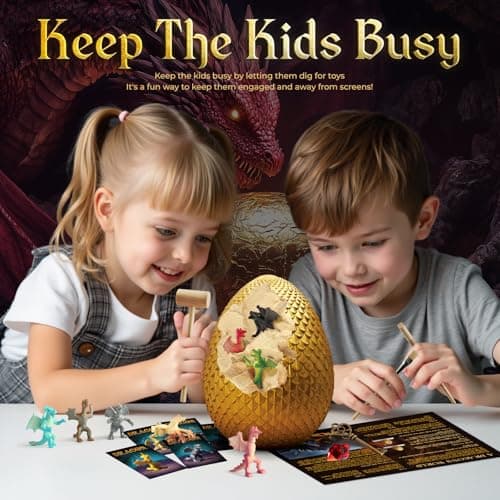Dragegravesett, 12 drageegg med drageleker for gutter 6+ Dragon Dig Kit