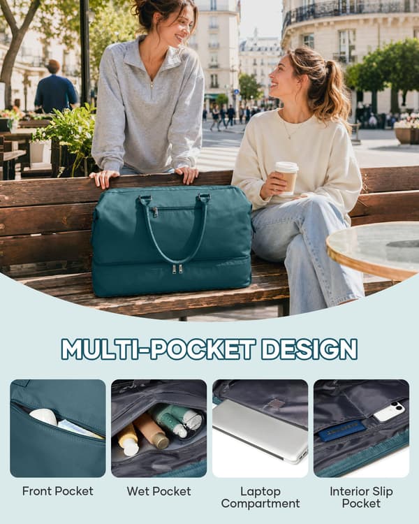Resväska Weekender Bag Dam Tote Carry On Väskor Med Skofack L3-Blue