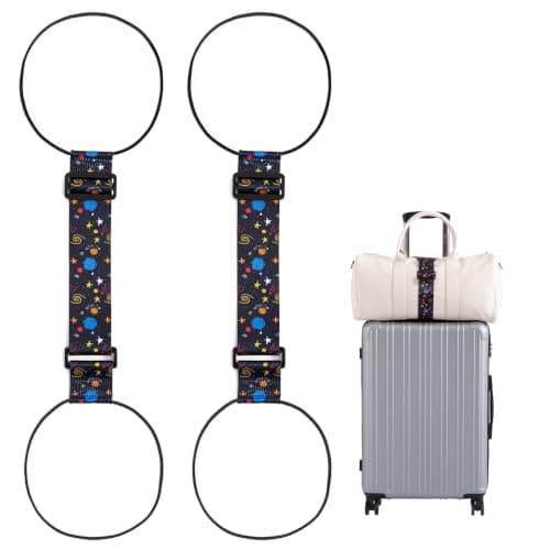 2-pack bagageremmar för resväskor, 25 färger, justerbar elastisk resväskrem med dubbel stabilitetsdesign, handsfree Cosmology