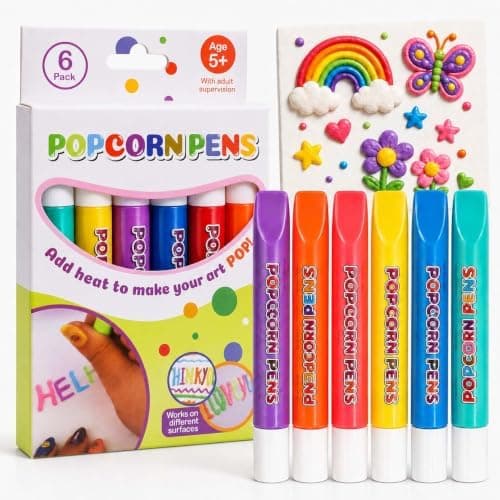 Popcorn Puffy Pens, 3D Magic Drawing Pen 6-värinen kuplataidetussisetti (#C) #C