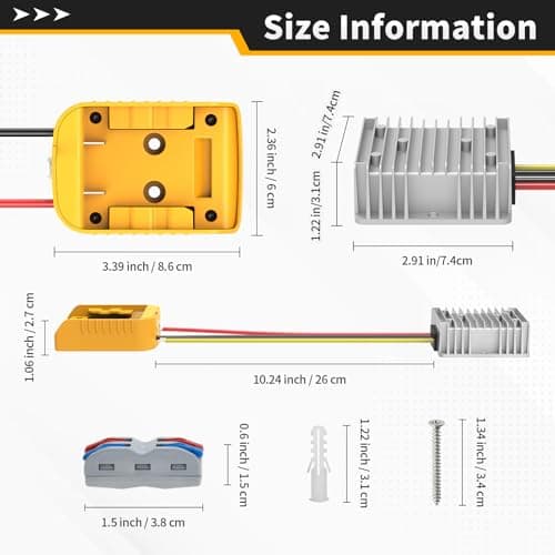 2-pak 20V til 12V Step-Down Konverter Kompatibel med Dewalt 20V Batteri Upgraded 2 Pack
