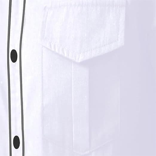 Herrskjorta med knappar, lång ärm, broderad, vit 1, storlek M White 1 M
