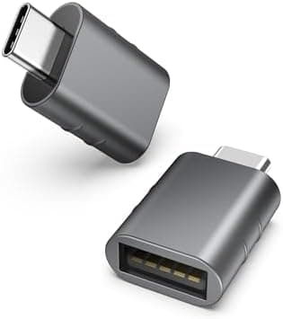 Syntech USB C til USB-adapterpakke med 2, USB 3.0 hun til Thunderbolt 4/3-adapter kompatibel med MacBook Pro Air 2024, Surface, iPad, iPhone Space Grey 27.4 x 16.5 x 8.1 mm