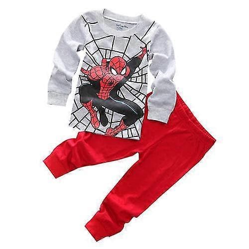 Superhelt Pyjamas Barn Gutter Nattøy Pyjamas Sett Antrekk Pjs Red Grey Spiderman 2Years
