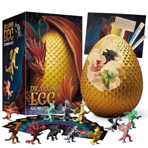 Dragegravesett, 12 drageegg med drageleker for gutter 6+ Dragon Dig Kit