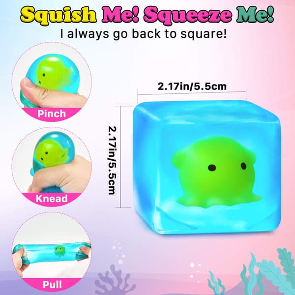 Squishy Stress Cube Fidget Legetøj Voksne - Glød i Mørket Blæksprutte Sensorisk Legetøj til Børn med Autisme Stressbolde til Børn Klemmelegetøj til Octopus2