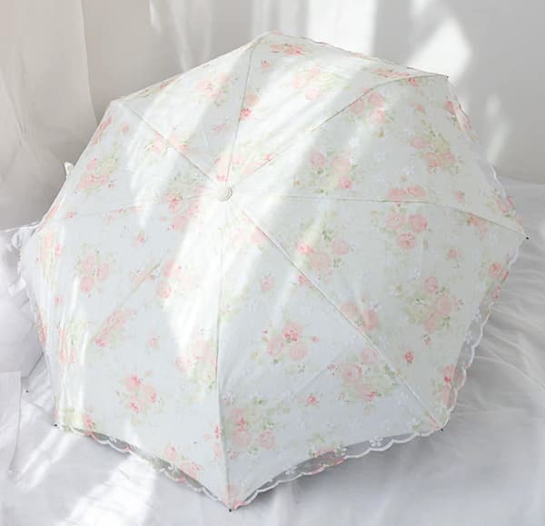 Blonde Blomster 3-Fold Paraply UPF 50+ UV-Beskyttelse Rejseparasol til Regn og Sol Auto-02Pink