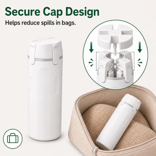 4-i-1 Resetoalettflaskor, Läckagesäker Pumpdispenser, 4 x 30 ml, Vit White