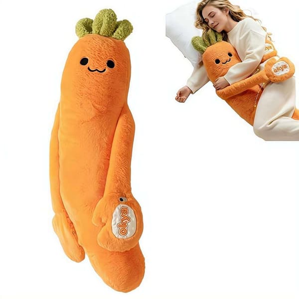 Morotskudde, 43\" stor morotskudde med RC-värme & klapparm + Bluetooth-inspelning, kroppskramande sovkuddar för sidan Medium Carrot