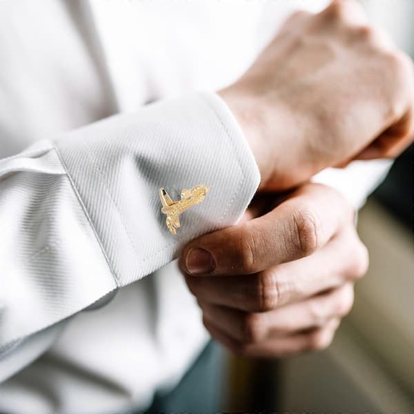 Gylne saksofonmansjettknapper i messing for menn 1 par