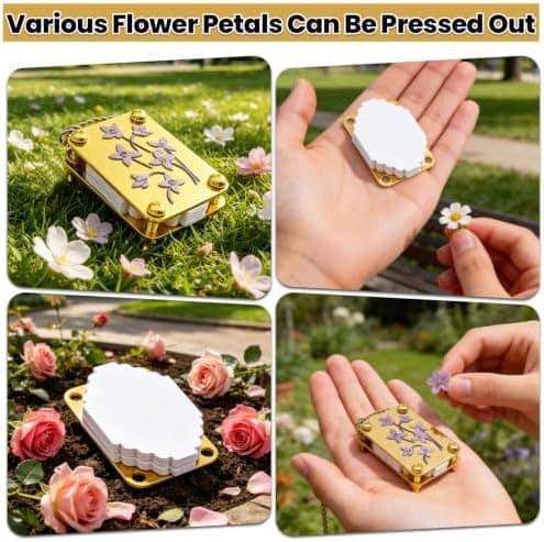 Mini Blomsterpresse Nøglering, Bærbart Mikro Blomsterpresse Sæt med 20 STK Papir