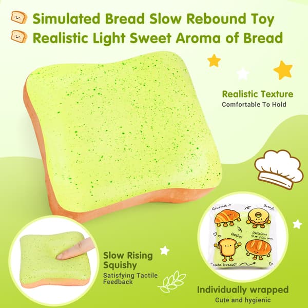 Bröd Smör Squishy Långsamt Stigande Kläm Fidget Squishies Leksaker (Grön) Bread Stick-1p-green