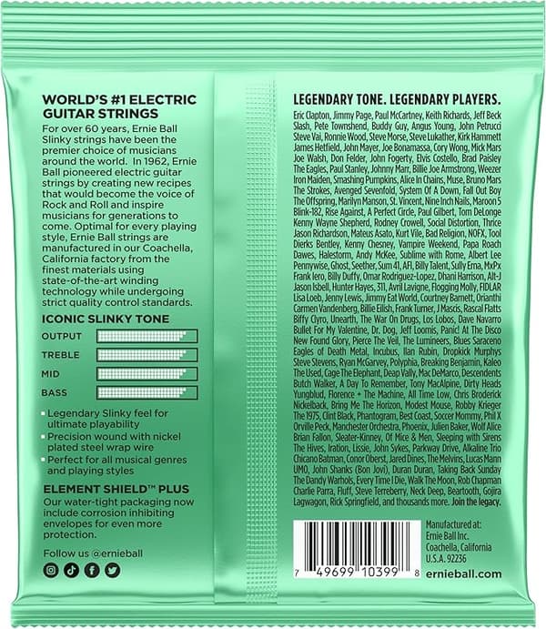 Ernie Ball Hyper Slinky nickelpläterad elgitarrsträng, storlekar 8-42 (P02229) Hyper (8-42)