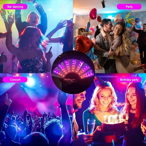 Glow Foldbar LED-blæser Danse Lys Blæser Natforestilling Glød i Mørket Festtilbehør, Grøn Green