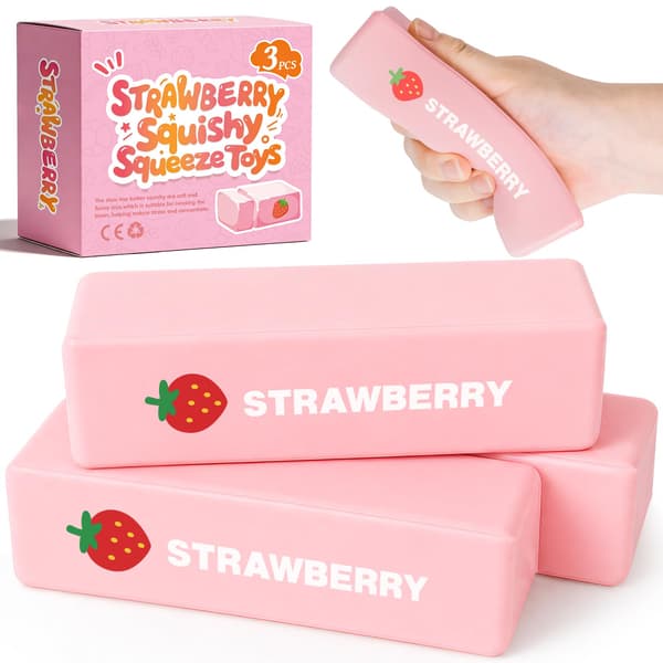 3-pack smör-squishy långsamt stigande klämleksaker, sensoriska fidget-leksaker Butter Stick Pink-3p