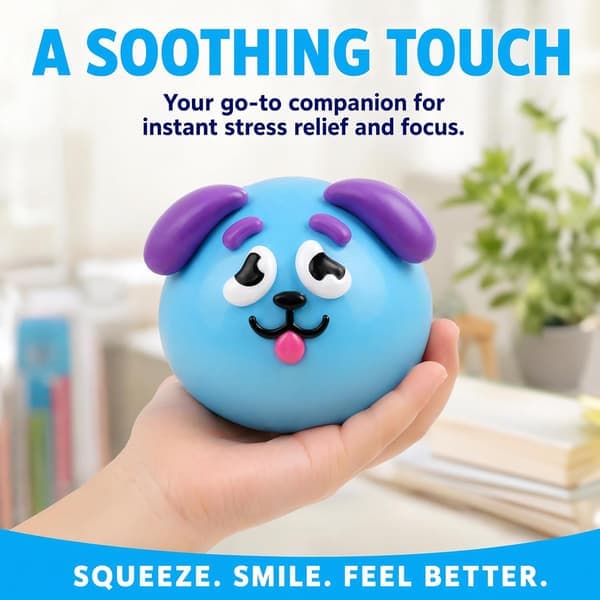 3 st Smushers Happy Face Squishy, Dog Face Swap Squishy, klämbara sensoriska stressbollar för avkoppling