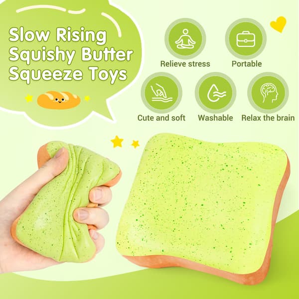 Bröd Smör Squishy Långsamt Stigande Kläm Fidget Squishies Leksaker (Grön) Bread Stick-1p-green