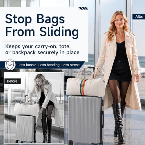 2-pack bagageremmar för resväskor, 25 färger, justerbar elastisk resväskrem med dubbel stabilitetsdesign, handsfree Boho Blue