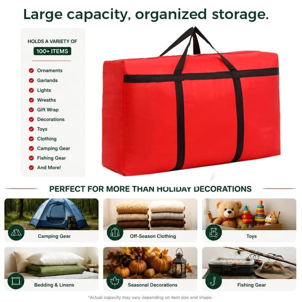 Stor Rejsetaske Sammenfoldelig Opbevaringstaske Overdimensioneret Flyttetaske Multifunktionel Håndbagage Rejsetaske, Rød, Medium Red 2 Medium