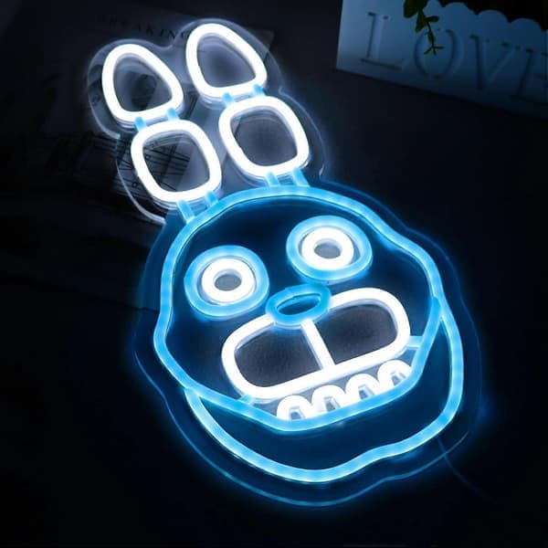 Kanin-neonskyltar för Five Nights at Freddy's Bonnie, LED-väggdekor för sovrum, presenter till barnrum, 40 cm