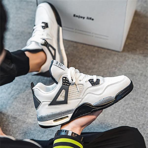 Sneakers, åndbare løbesko til mænd, modesportssko til kvinder 02, hvid/sort, størrelse 39 WhiteBlack 39