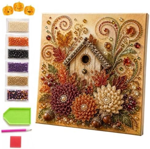 Høstperlemalingssett med ramme, DIY høstinteriør (#C) #C
