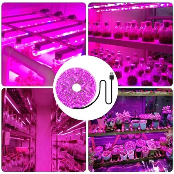 Full Spectrum USB LED Växtbelysning - Klippbar, Växthus - Lämplig för Små Växter 1m 1m 1m