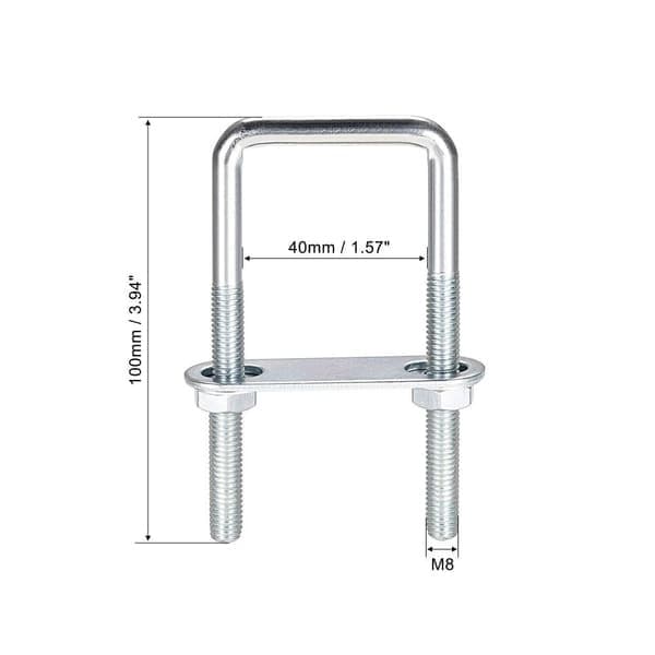 Firkantede U-bolte rampeplade runde spændeskiver M8X40X100mm