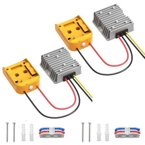 2-pak 20V til 12V Step-Down Konverter Kompatibel med Dewalt 20V Batteri Upgraded 2 Pack