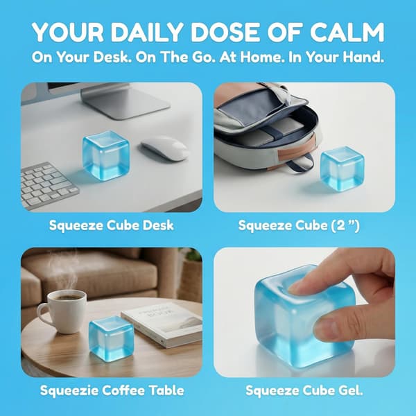 Fidgetleksaker Squishy Stresskub, Långsamt Resande Stressbollar för Vuxna Barn | Squishies Ångestlindrande Kläm Sensoriska Leksaker Gåvor (Blå) Blue