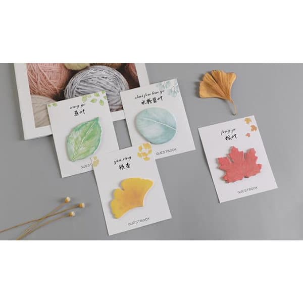 Kreative blad sticky notes Studenterbesked notesblok N gange selvklæbende imiterede blad sticky notes 4 stk