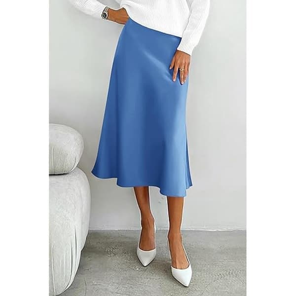 Dame sommer højtaljede flæse A-line silkenederdele, lyseblå, størrelse S Light Blue S