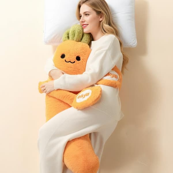 Morotskudde, 43\" stor morotskudde med RC-värme & klapparm + Bluetooth-inspelning, kroppskramande sovkuddar för sidan Medium Carrot