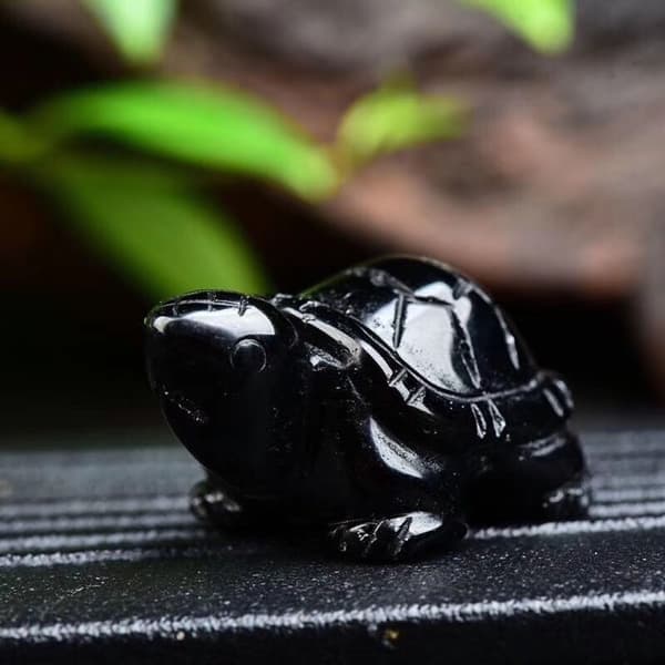 Naturlig obsidianprydnad obsidiansköldpadda drak-sköldpadda
