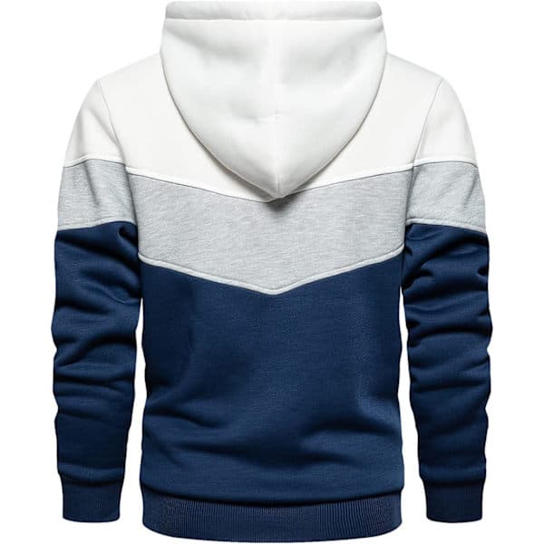 Fleecehettegenser for menn, uformell hettegenser med kontrastfarge og kengurulomme 90white L 90white L