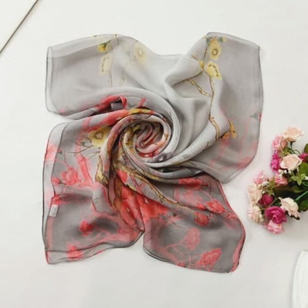 Lange skjerf for damer Mykt silkesjal Damesjal Chiffon Tynt pustende grått, grå Grey