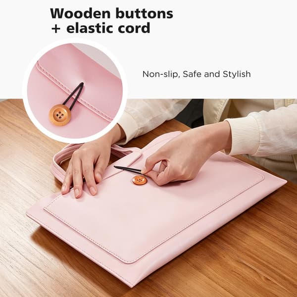 NIDOO 13 tommer laptoptaske 14 tommer laptop sleeve PU bæretaske vandafvisende computerpose til 14\" ThinkPad L14 E14 T14 P14s/ThinkPad X1 Pink 13-14 in