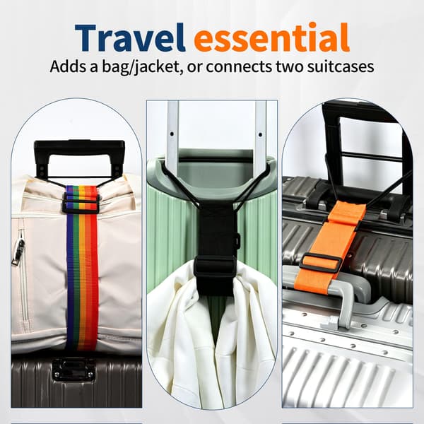 2 stk. bagagestropper til kufferter, justerbare bagageforbindelsesstropper rainbow and orange