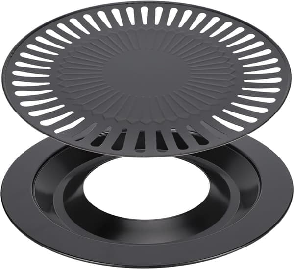 Røgfri Koreansk Rund BBQ Grillpande, Non-stick Rustfrit Stål til Indendørs Gaskomfur, Køkkenredskab til Hjemmet