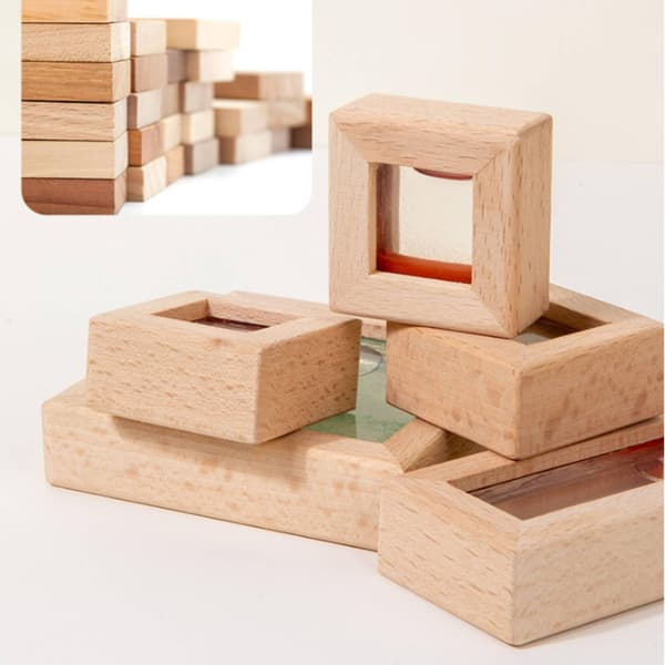 predolo 22 delar träsensoriska block vätskeliknande fyllning geometriska stapelblock stapelbart transparent blockset