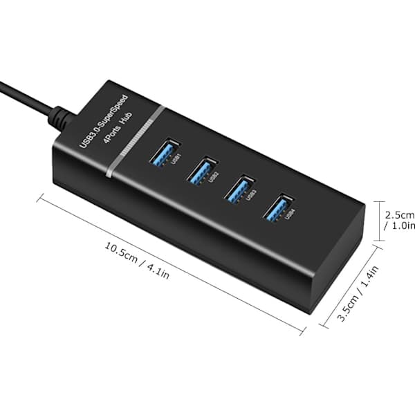 Høyhastighets 4-ports USB 3.0 Multi HUB Splitter Forlengelse