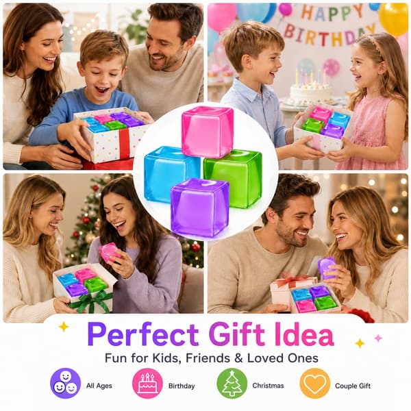 1PC Ice Cube Squishy Fidget Toys, Långsamt stigande klämbar sensorisk leksak Stresspresent Bule